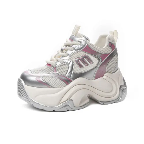 Shoe Cabinet Floral Language Anti-Slip Wear-Resistant Breathable Lightweight Height Increasing Low-Top Chunky Sneakers