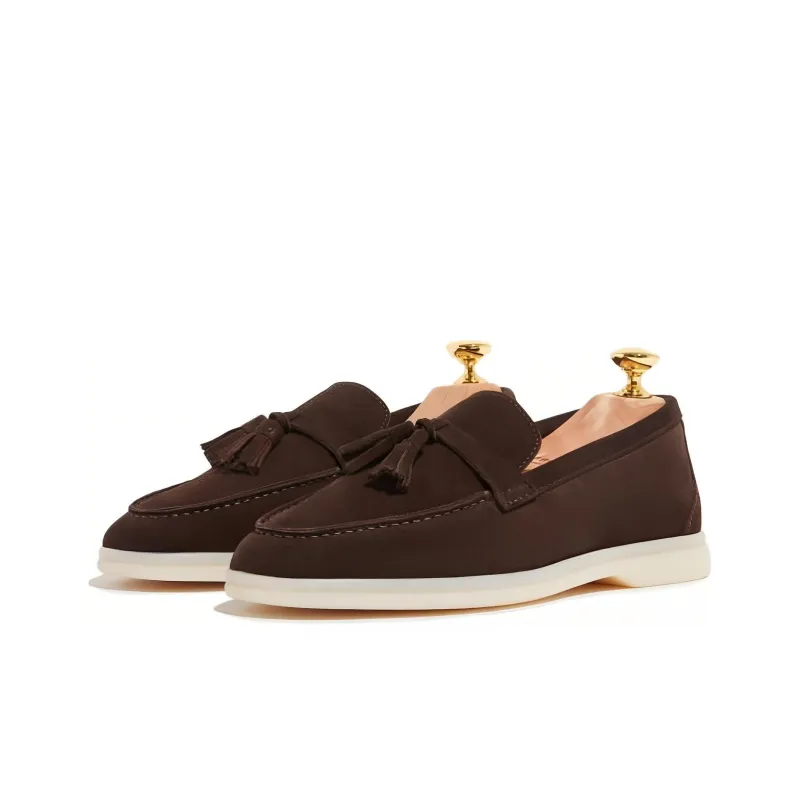 SCAROSSO Leandra Tassel detail Suede Loafers Women's-3