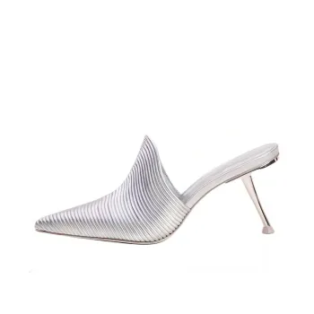 CULT GAIA Closed Toe Slippers 7.6cm Women's Silver