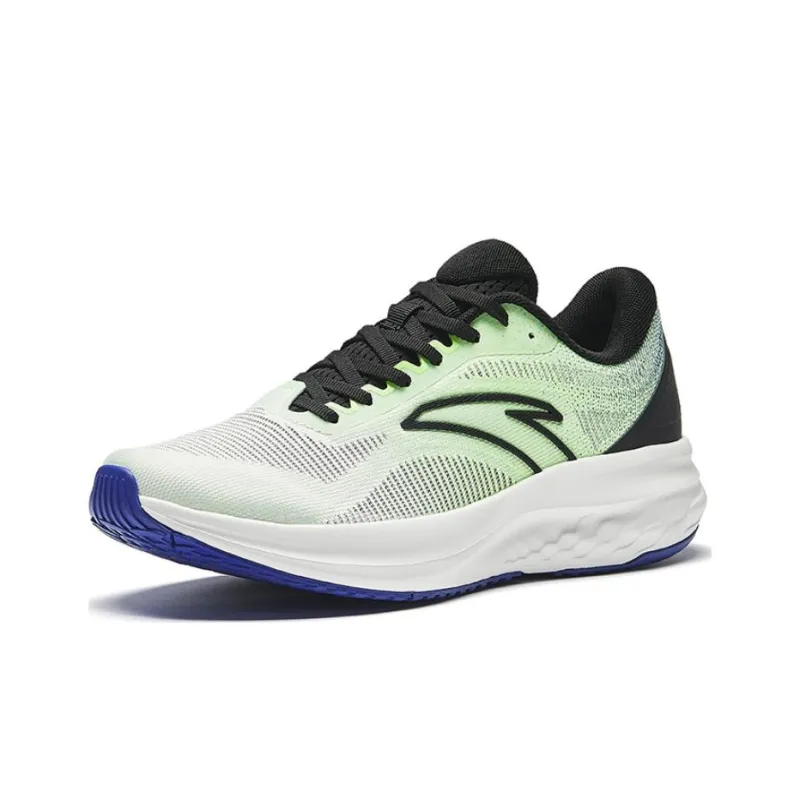 Anta Cushioning Slip Resistant Low Top Running Shoes Men's White Green Blue-1