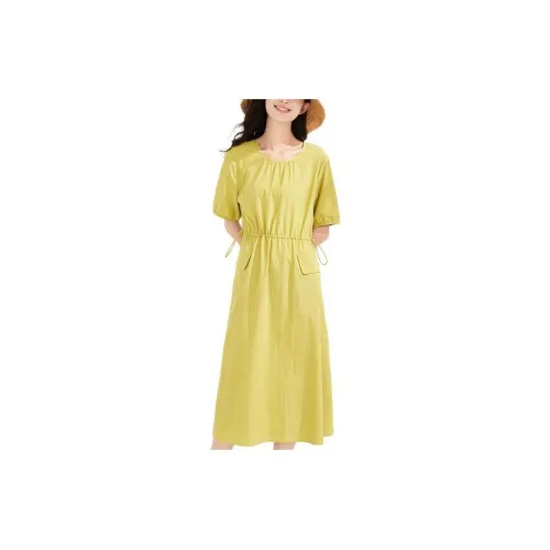 Asuka and new sake Short-Sleeved Dresses Women's Yellow Green