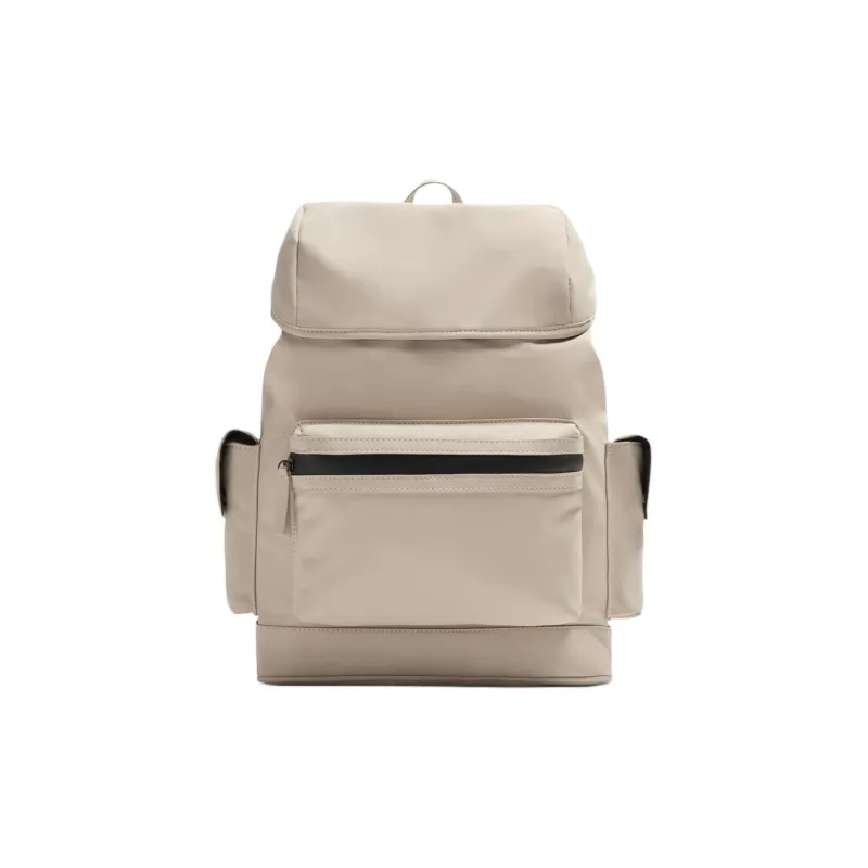 ZARA Polyurethane Backpack Large Size Men's Pearl Gray-0