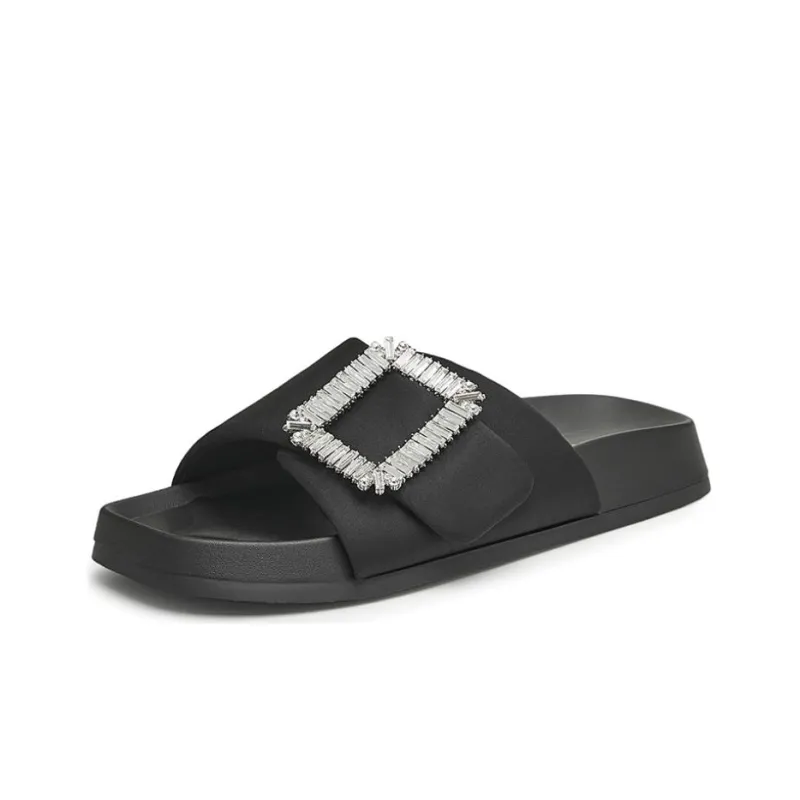 BASTO Slide Slippers Women's Khaki/Black/Silver-6
