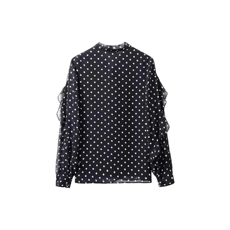 Yan Domain Shirt Women's Black Polka Dot-1