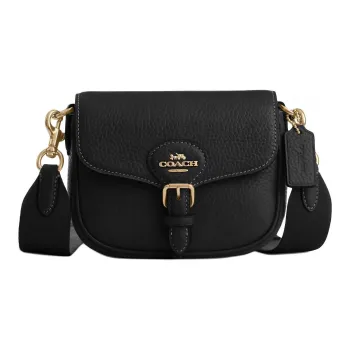 COACH Cow Leather Saddle Bag Shoulder Bag Crossbody Bag Small Size Women's Black