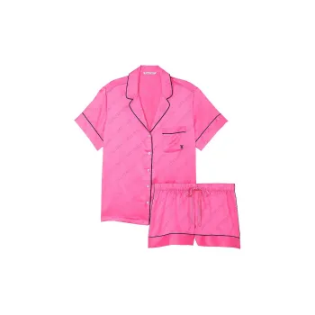 Victoria's Secret Satin Short Pajama Set/Hollywood Pink Pajama Set Women's Rose Red
