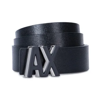 ARMANI EXCHANGEAE Adjustable Decoration Leather Belts Men's Navy Blue Width 3.5CM