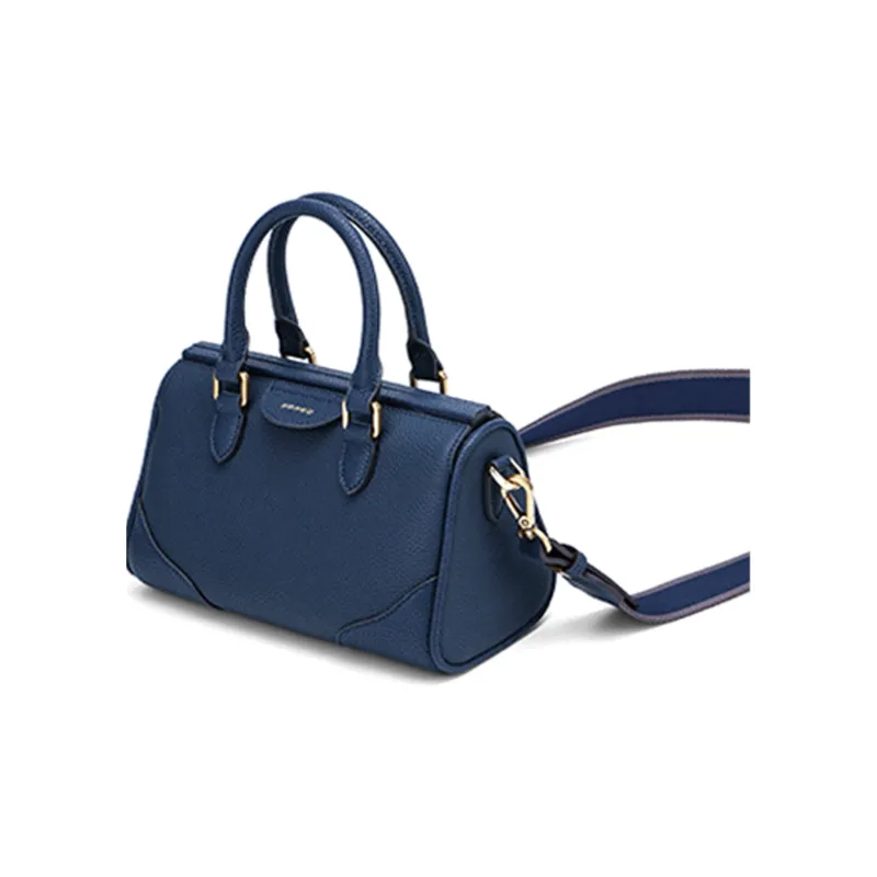 HONGU Cow Leather Boston Bag, One Shoulder Handbag Regular Women's Indigo, Orange-2