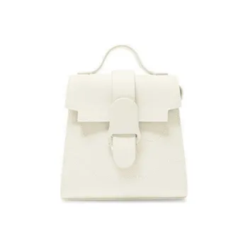 SENREVE Litchi Grain Genuine Leather Luxury Shoulder Bag, Crossbody Bag, Handbag Small Size Women's Cream