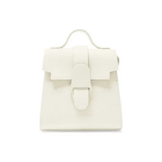 SENREVE Litchi Grain Genuine Leather Luxury Shoulder Bag, Crossbody Bag, Handbag Small Size Women's Cream-0