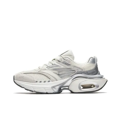 Anta Cushioning Height Increasing Low Top Nitrogen Technology Running Shoes Men's Ivory White Silver