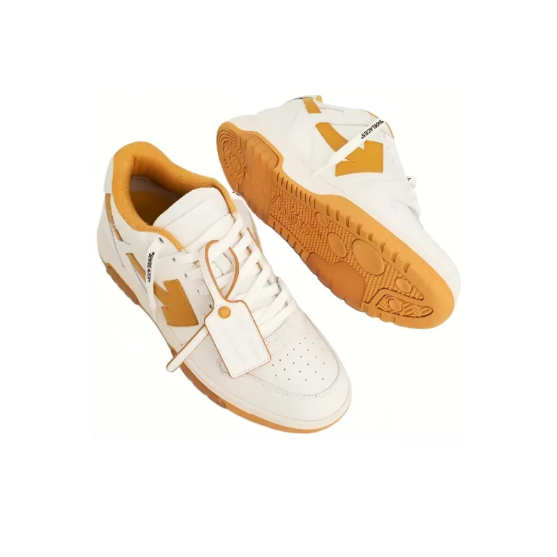 OFF WHITE Out Of Office Ooo Low Tops White Ocher Yellow-2
