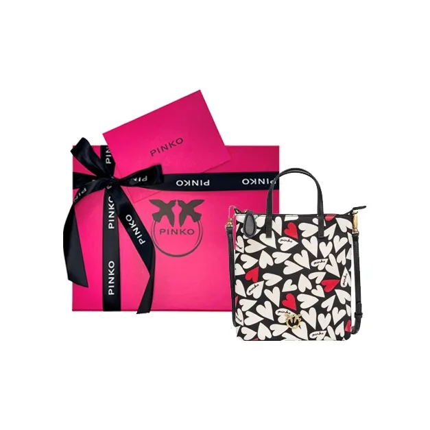 PINKO Polyester Tote Bag Shopping Bag Shoulder Bag Crossbody Bag Handbag Mini Women's Black-4