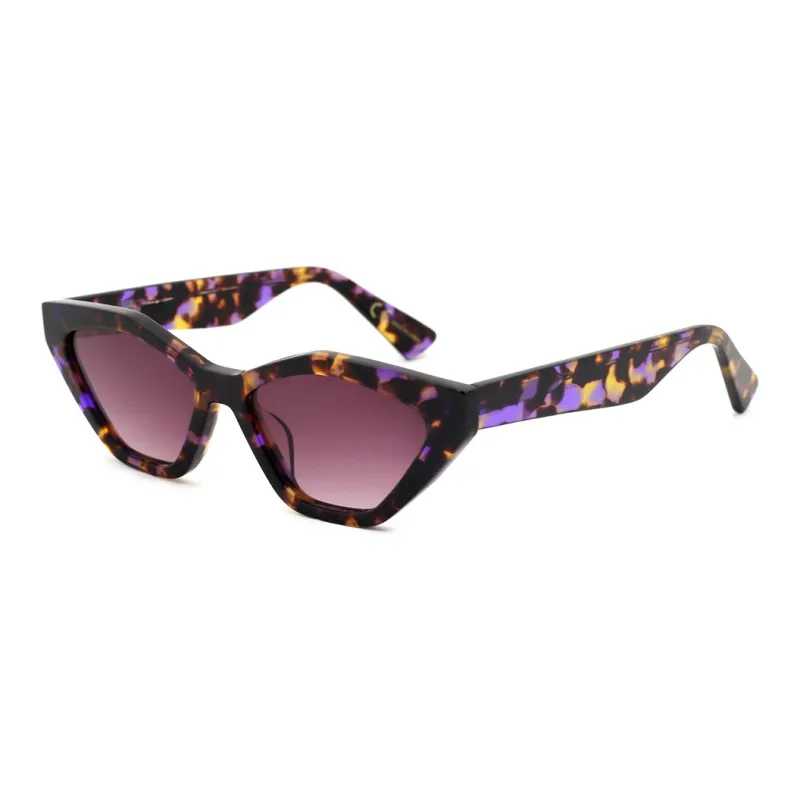Pair Ponyo Plate Frame Irregular Shape Sunglasses Unisex Tortoiseshell-3