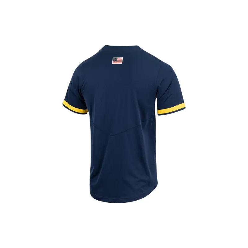 Nike Men's 2 Button Baseball Jersey T Shirt Men's University Marine Blue-1
