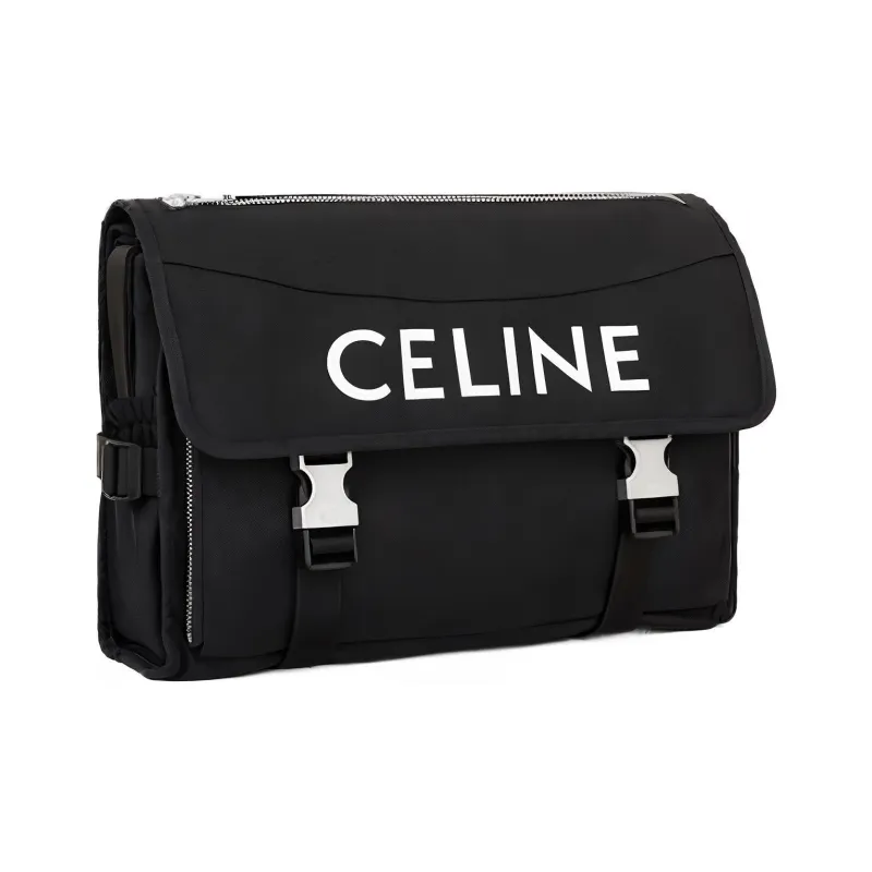 CELINE Nylon Messenger Bag Shoulder Bag Crossbody Bag Large Size Men's Black-1