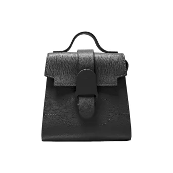 SENREVE Top Grain Cow Leather Luxury Double Shoulder Crossbody Commute Handbag Small Size Women's Black