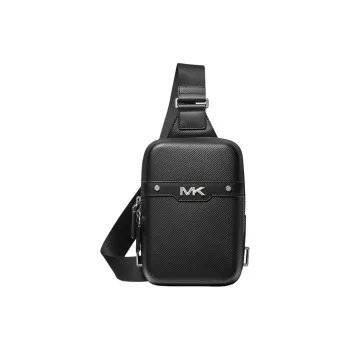 MICHAEL KORS Split Cow Leather With Textile Shoulder Bag, Crossbody Bag Medium Size Men's Black