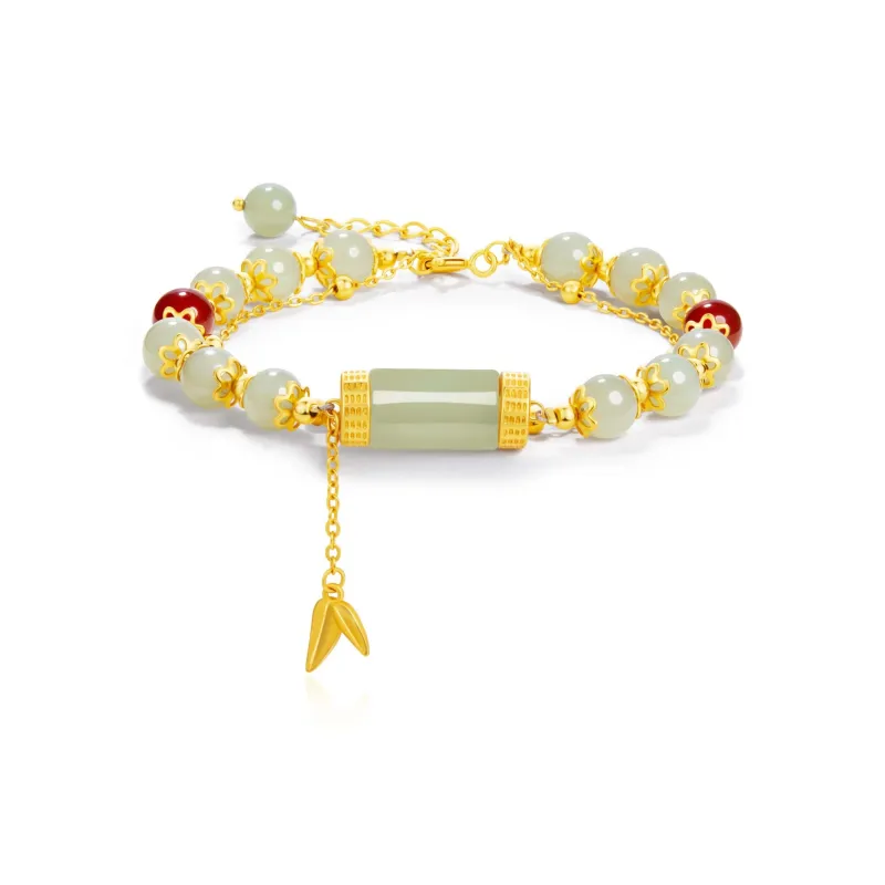 Far Mountain Joe S925 Silver Hetian Jade Bracelets Women's Pale Greenish White Jade-0