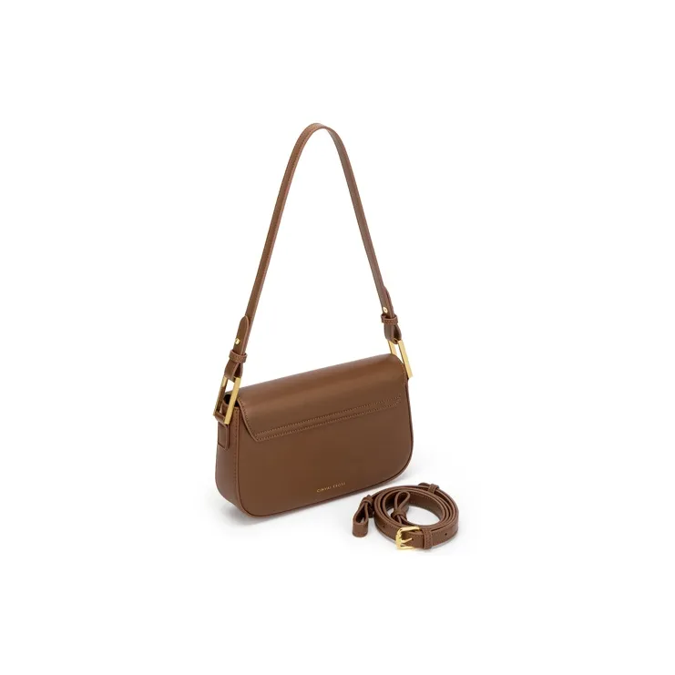 CinvaiKrose Cow Leather With Synthetic Leather Shoulder Bag, Crossbody Bag Trumpets Women's Brown/Ecru/Black-3