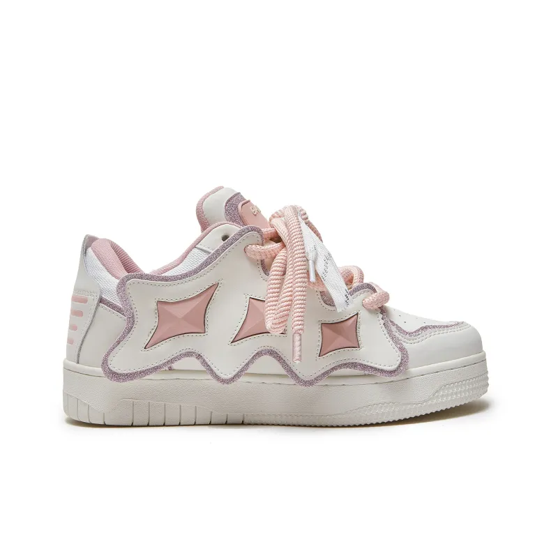 Hong Kong Meng Skateboard Shoes Unisex Low Top White/Pink-6