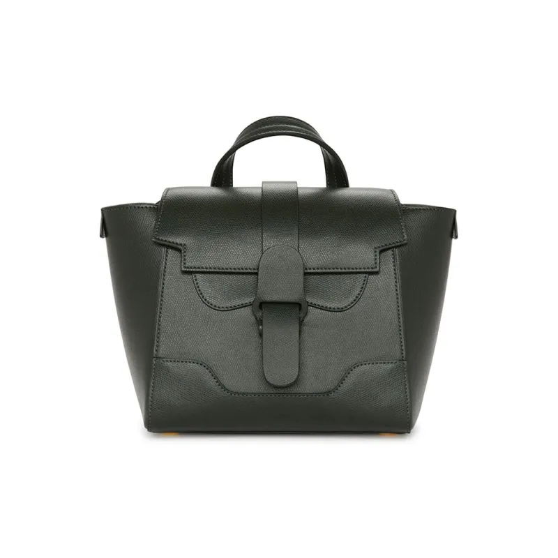 SENREVE Litchi Grain Top Grain Cow Leather Shoulder Bag Handheld Backpack Trumpets Unisex Forest Green-0