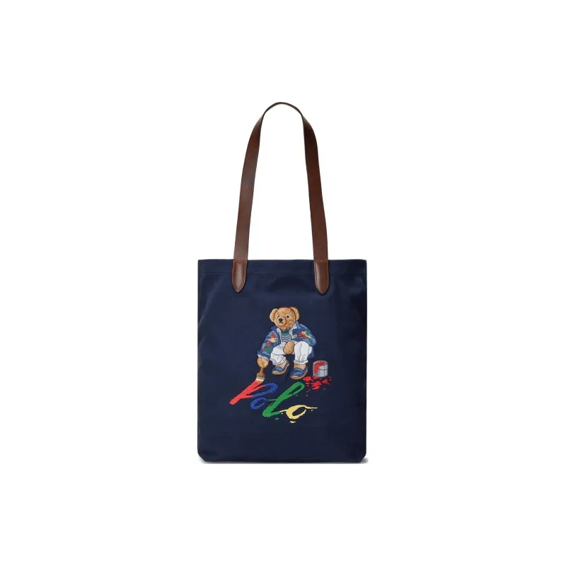 Polo Ralph Lauren Fabric Tote Bag Shopping Bag Shoulder Bag Handbag Large Size Unisex Marine Blue-0