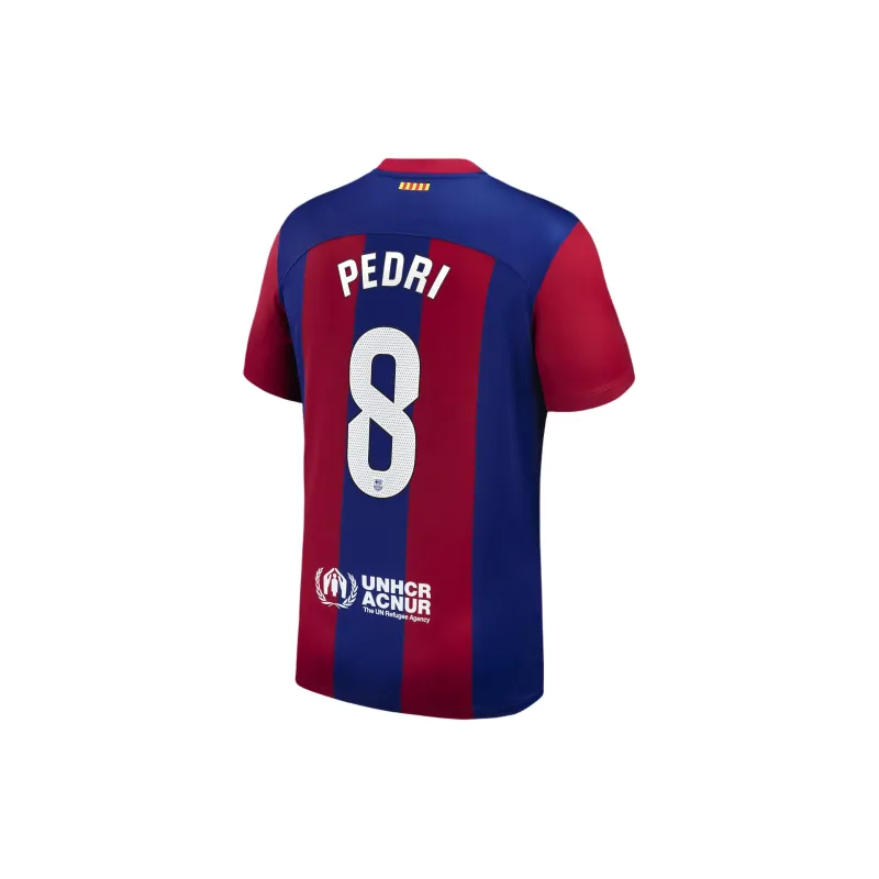 Nike Pedri Barcelona 2023/24 Stadium Home T-Shirt Men's Blue Red-1