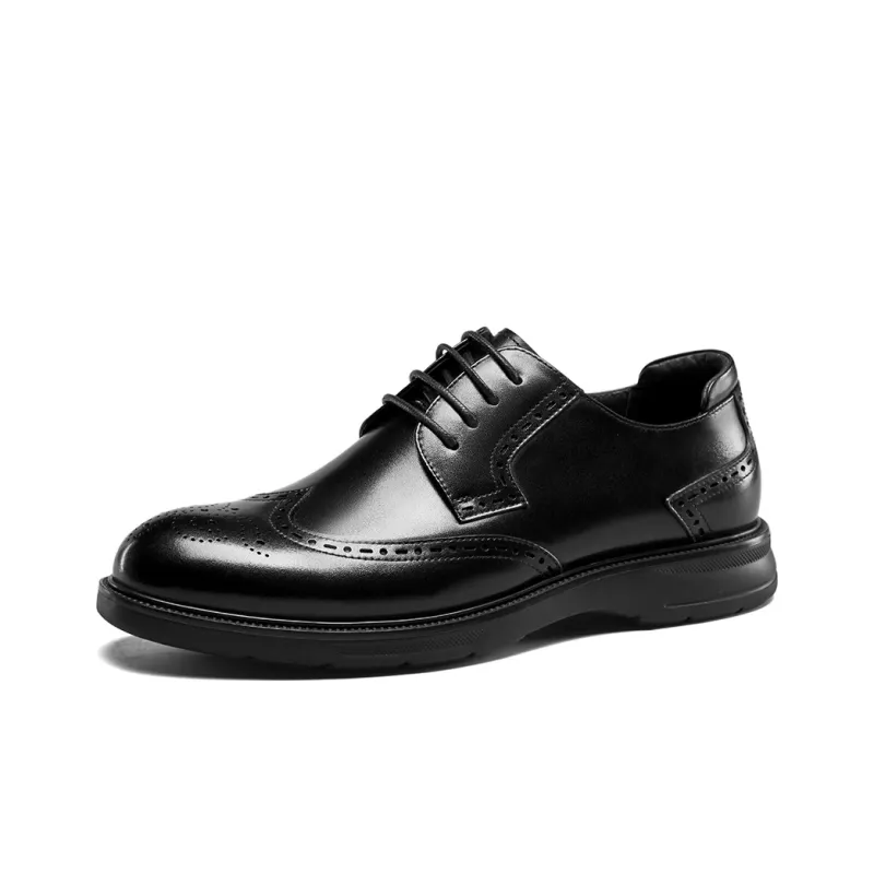 YEARCON Dress Shoes Men Low Top Brown-1
