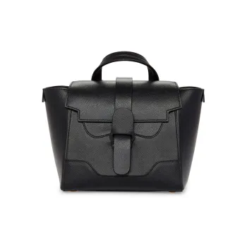 SENREVE Litchi Grain Top Grain Cow Leather Shoulder Bag Handheld Backpack Small Size Unisex Black