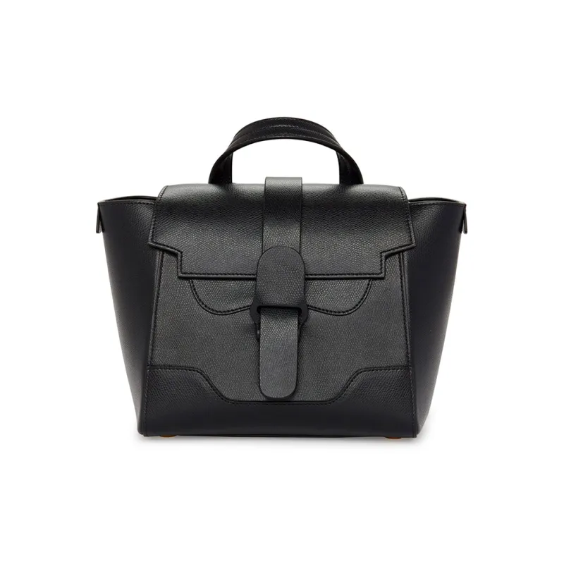 SENREVE Litchi Grain Top Grain Cow Leather Shoulder Bag Handheld Backpack Small Size Unisex Black-0