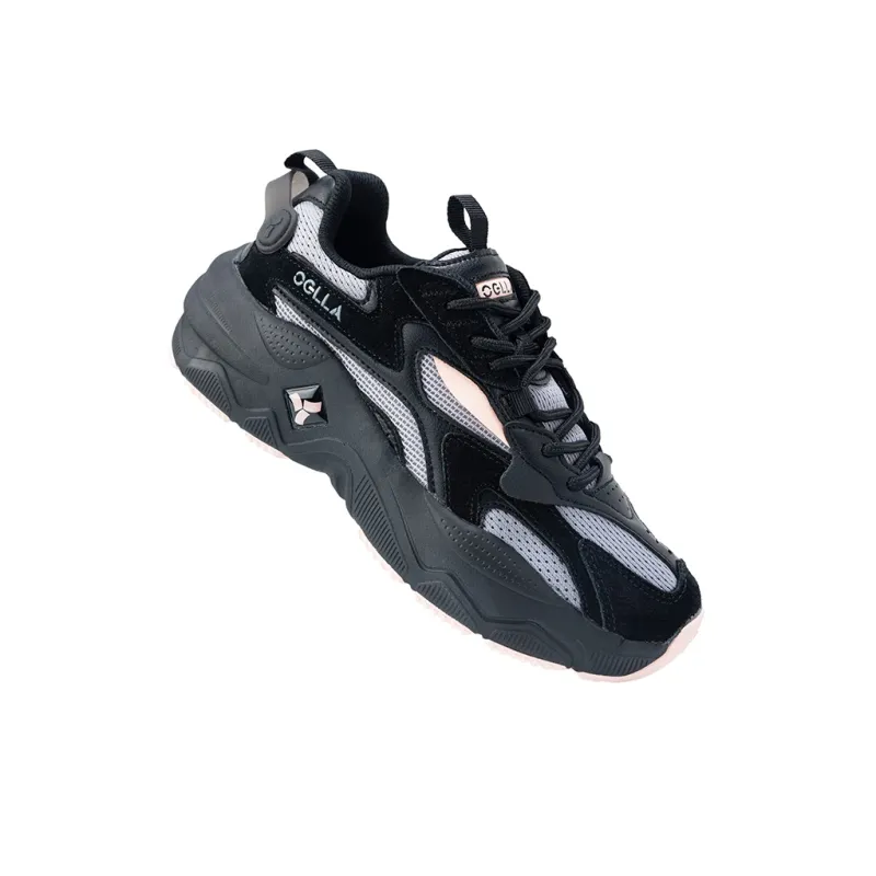 Angela Chunky Sneakers Women's Low Top Obsidian Black/Rose Pink-2