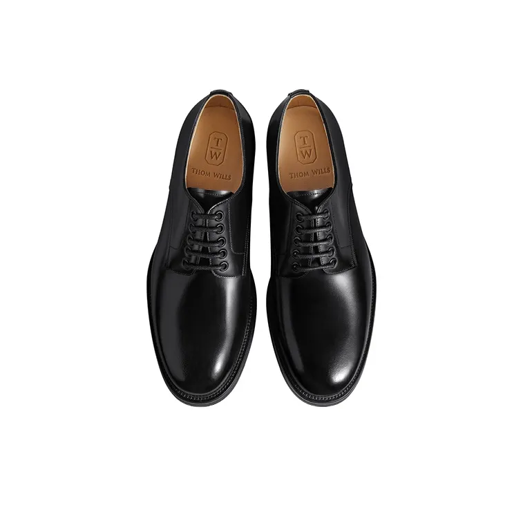 THOM WILLS Business Commute Calfskin Derby Shoes Dress Shoes Men's Black-2