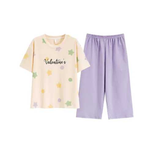 Pretty Lady Pajama Set Women's Apricot Purple