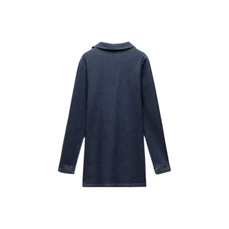 ZARA Long Sleeved Dresses Women's Blue-1
