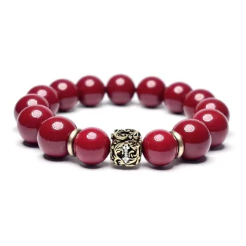 MOUNTAINS AND MANS Reconstructed Cinnabar Auspicious Fortune Beaded Bracelet Men's