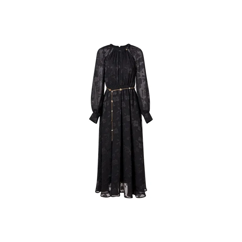 BADINA Long Sleeved Dress Women's Black Gold-1