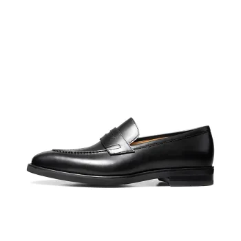 THOM WILLS British Business Calfskin Penny Loafers Casual Shoes Men's Black