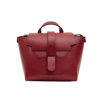 SENREVE Litchi Grain Top Grain Cow Leather Shoulder Bag Handheld Backpack Small Size Unisex Merlot Red