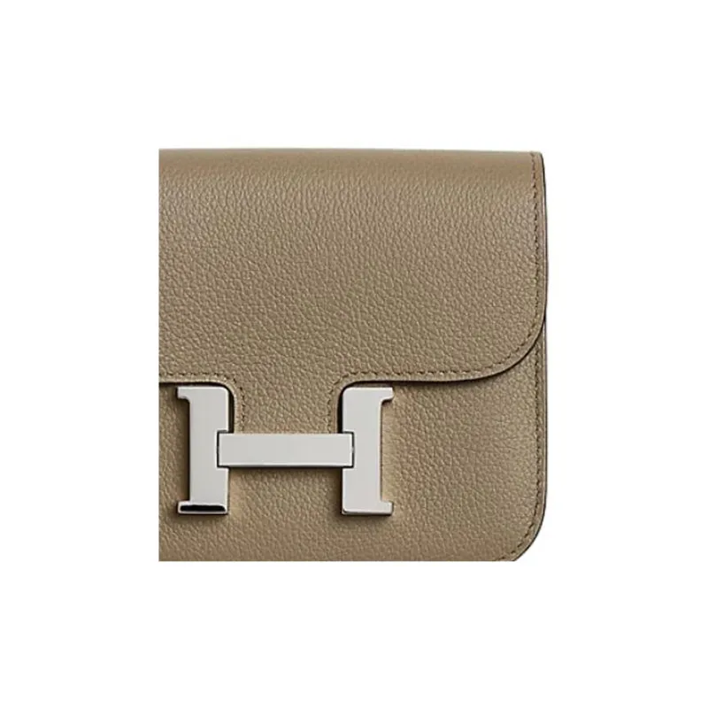 HERMES Constance Slim Evercolor Calfskin Fanny Pack Handheld Wallet Women's Malafa Beige-3