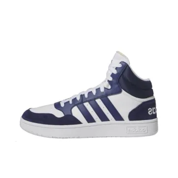 Adidas HOOPS 3.0 Cushioning Wear-Resistant Mid-Top Skateboard Shoes Men's White Blue