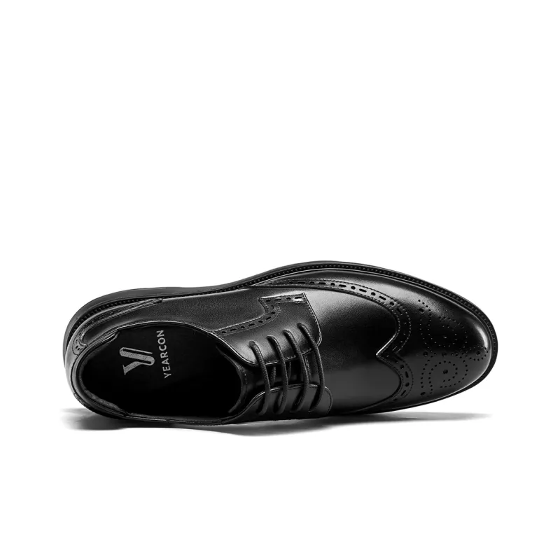 YEARCON Dress Shoes Men Low Top Brown-2