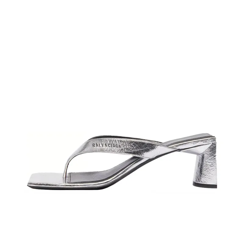 Balenciaga Double Square Sandals Silver Women's-0
