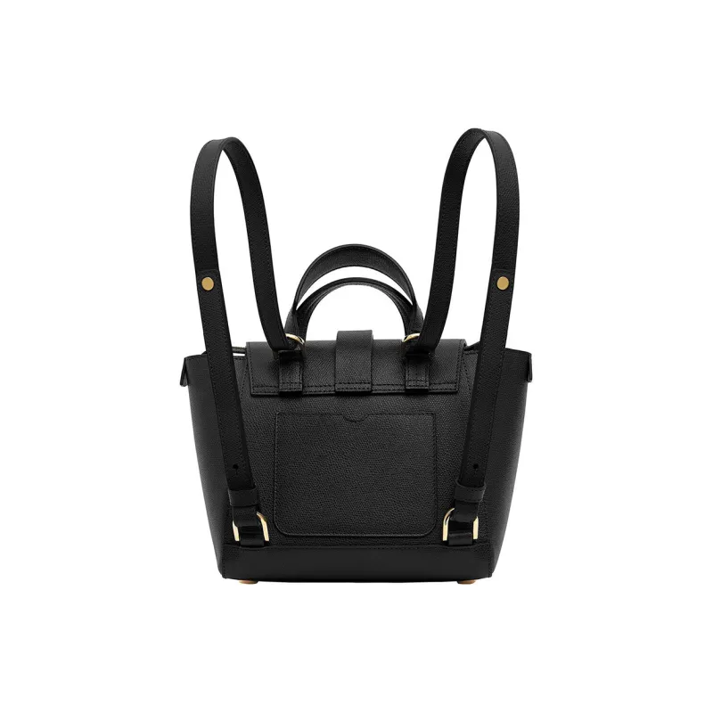 SENREVE Litchi Grain Top Grain Cow Leather Shoulder Bag Handheld Backpack Small Size Unisex Black-2