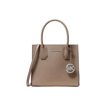 MICHAEL KORS Mercer Leather Tote Bag, Shopping Bag, Shoulder Bag, Handbag Medium Size Women's Taupe