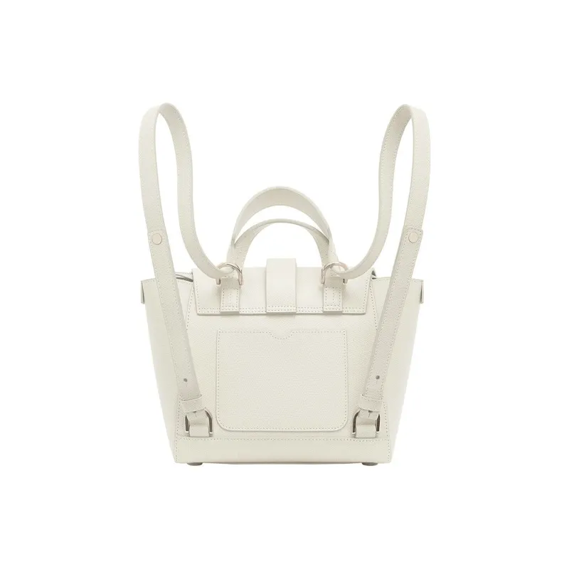 SENREVE Litchi Grain Top Grain Cow Leather Shoulder Bag Handheld Backpack Small Size Unisex Cream-2