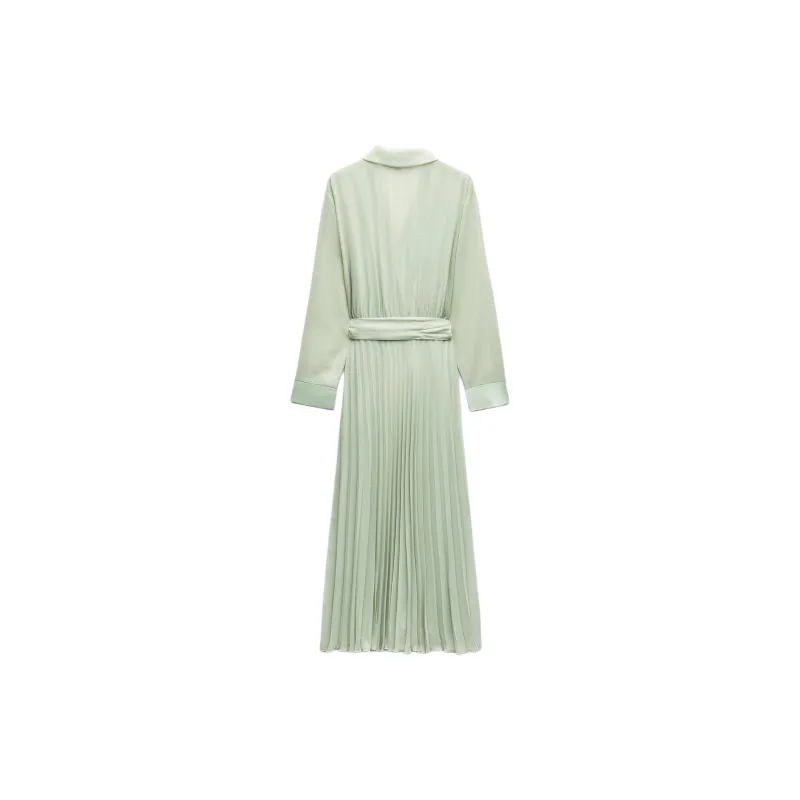 ZARA Long Sleeved Dress Women's Lake Green-1