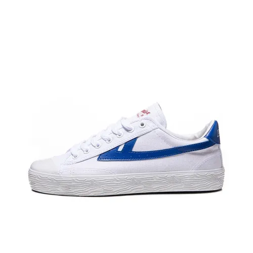 WARRIOR Canvas Shoes Unisex Low-Top White/Dark Blue