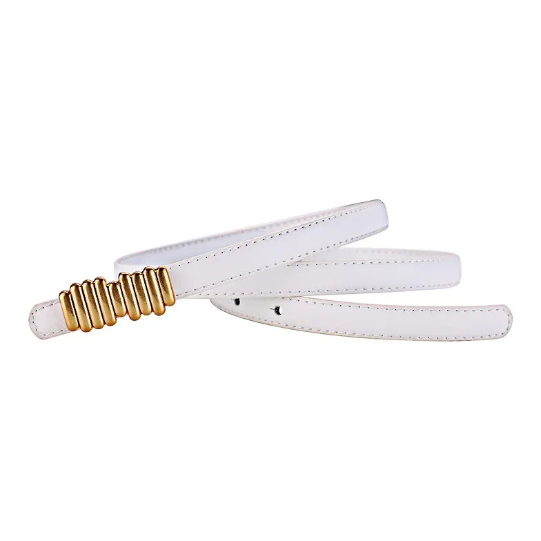 MUSTKOO Fashionable Versatile Genuine Leather Business Suit Decoration Thin Strap Leather Belts Women's Width 2.3cm-1