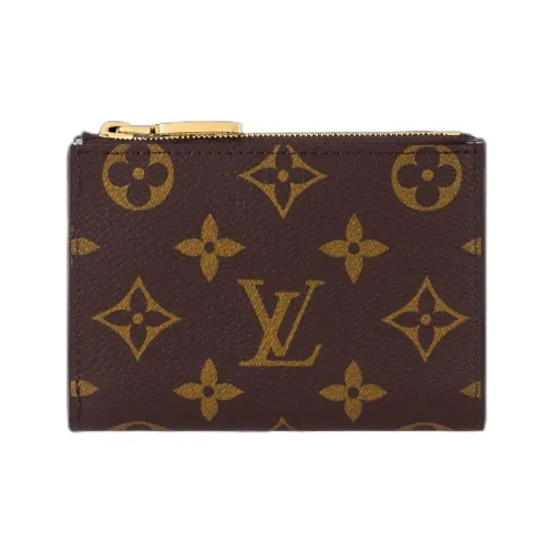 LOUIS VUITTON Canvas Wallet Women's Brown & Light Blue